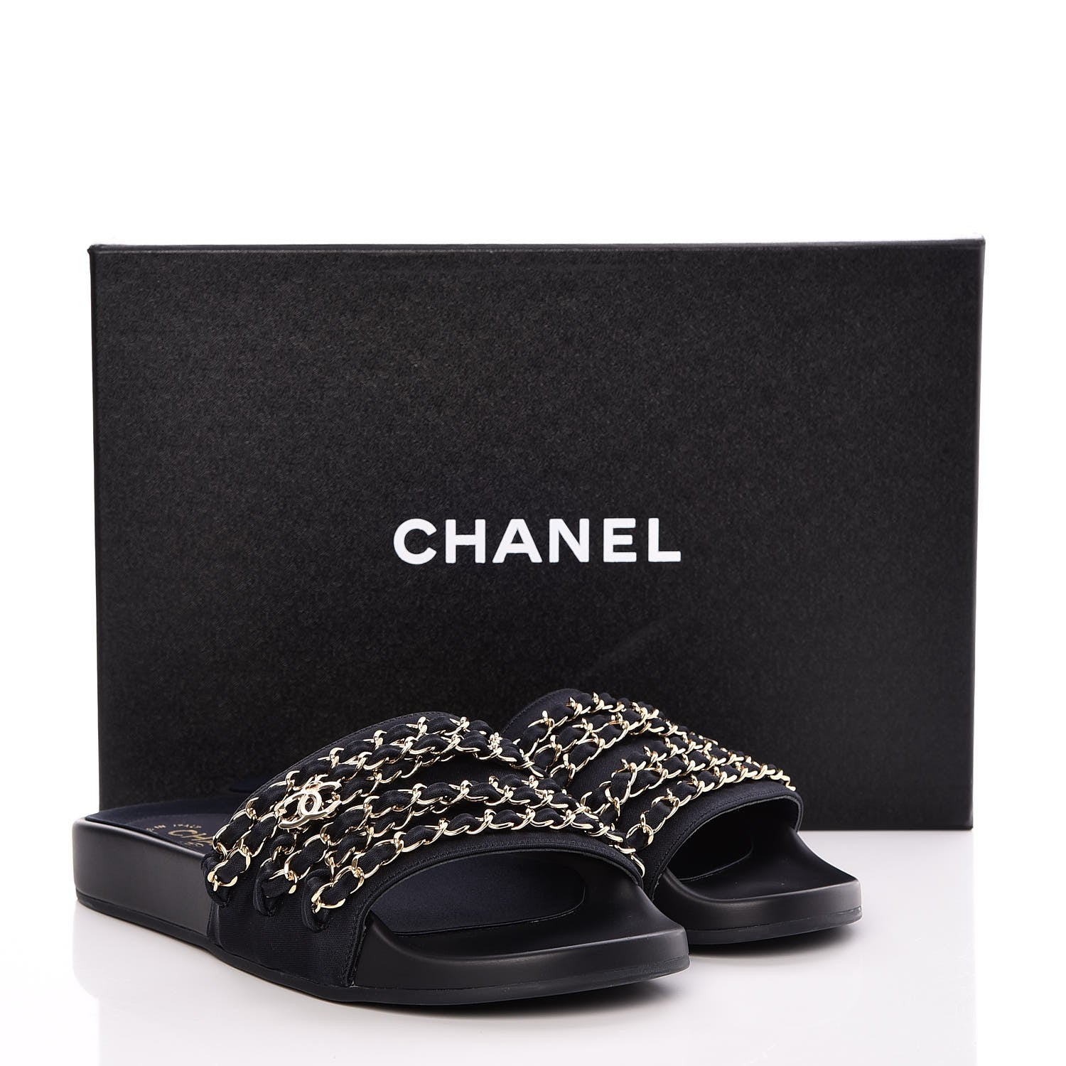 Chanel Nylon Chain Flat Sandals 37 Marine 9 of 9