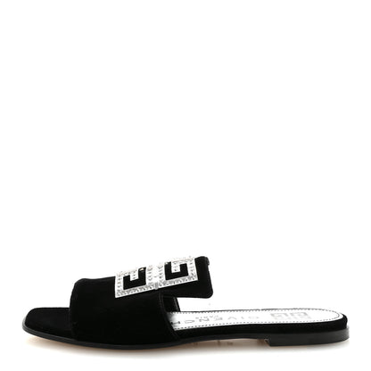 Givenchy Velvet Crystal 4G Flat Sandals 36.5 Black 1 of 9