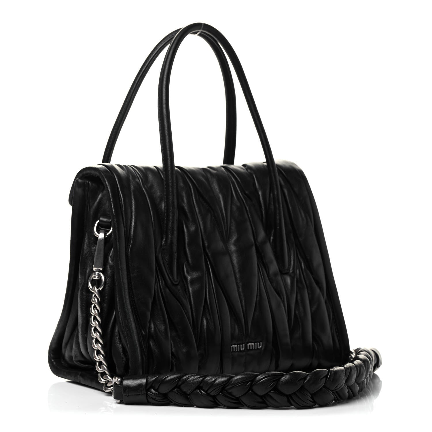 Miu Miu Nappa Matelasse Top Handle Tote Black 3 of 10