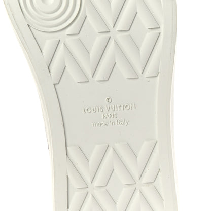 Louis Vuitton Metallic Patent Calfskin Embossed Damier Mens High Top Sneakers 8.5 Grey 7 of 9