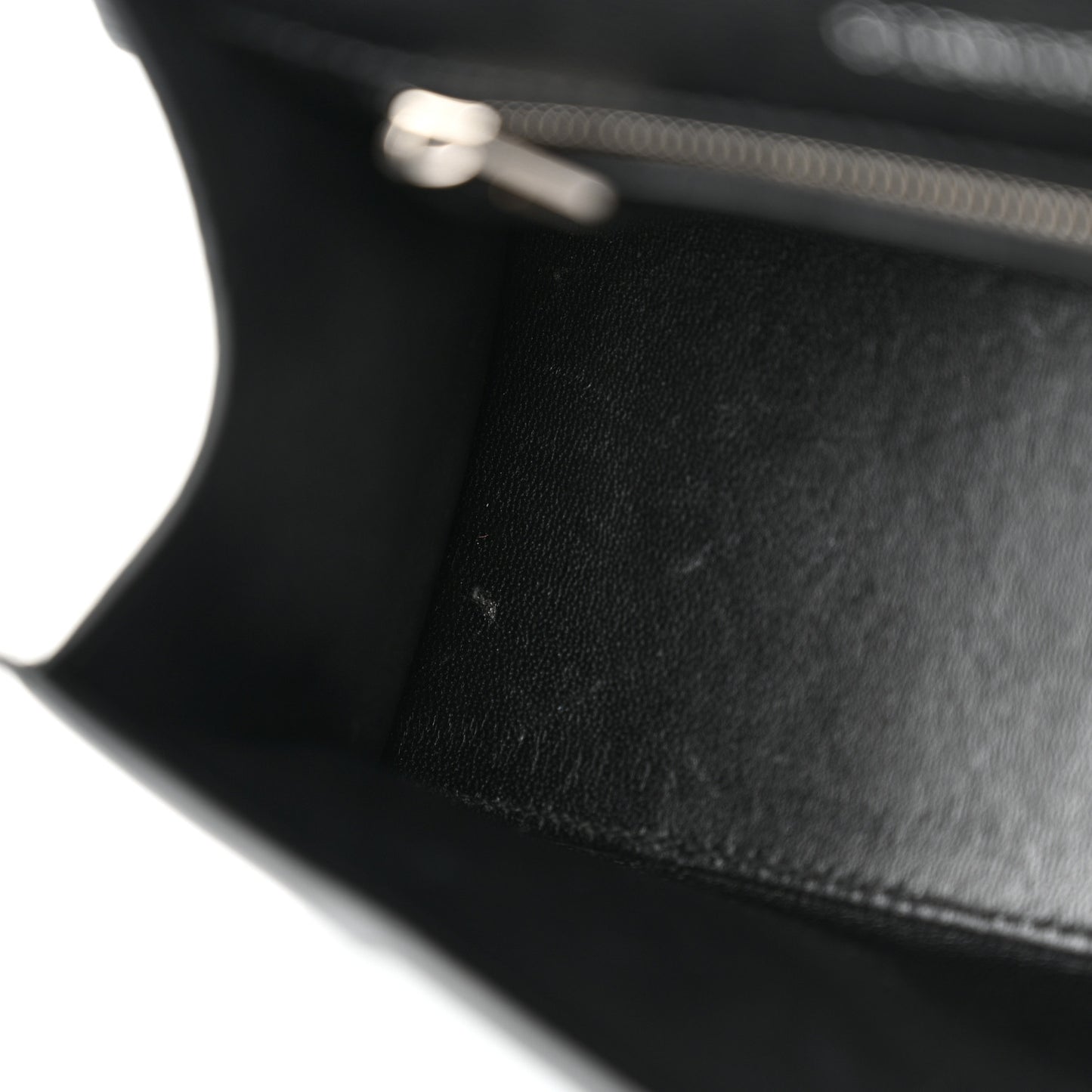 Grained Calfskin Small Hourglass Top Handle Bag Black