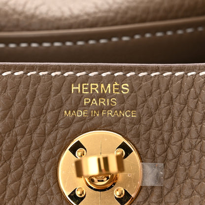 Hermes Taurillon Clemence Mini Lindy 20 Etoupe 6 of 11
