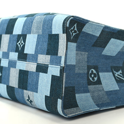 Louis Vuitton Denim Damier Monogram Onthego Blue Rouge 7 of 9