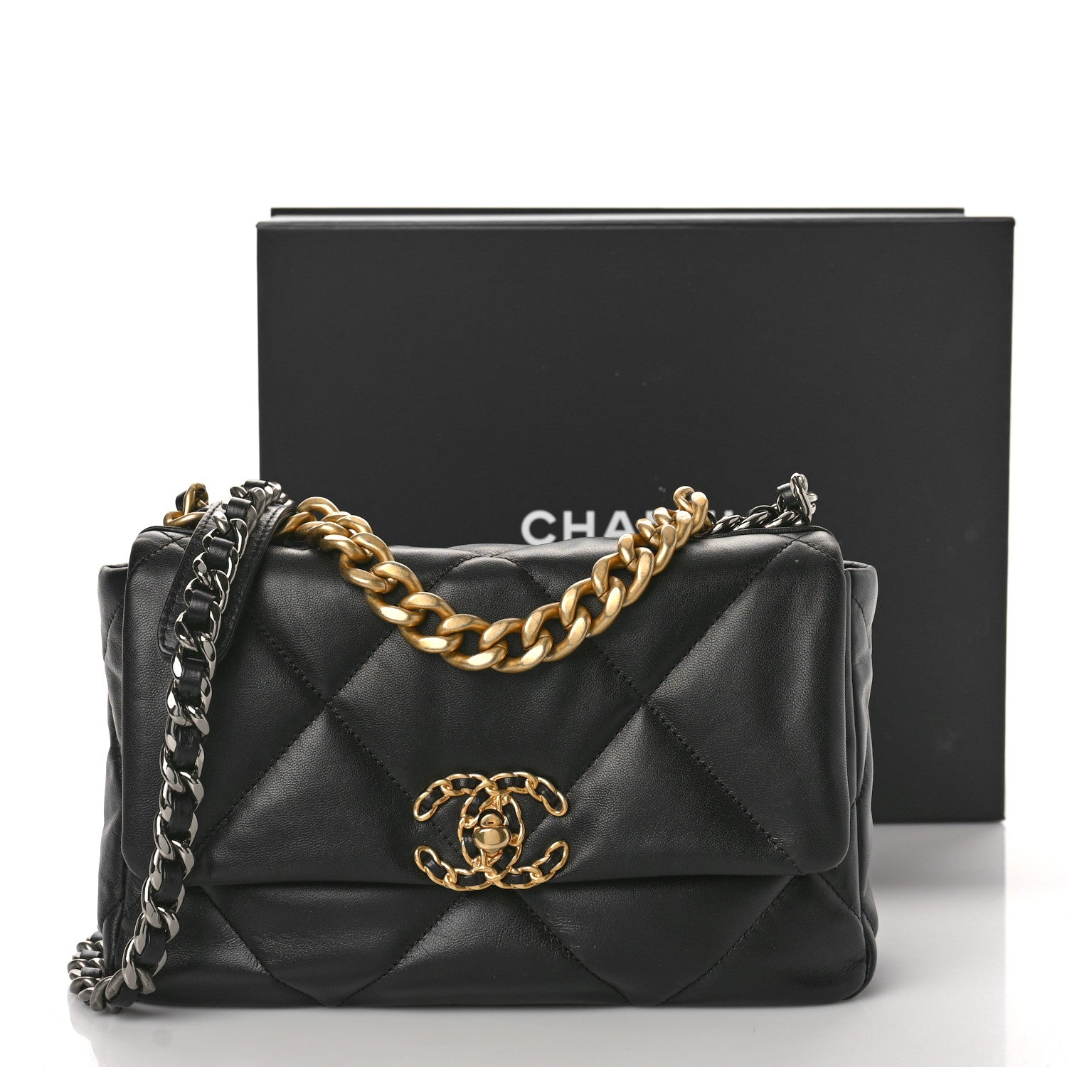 Chanel Goatskin Quilted Medium Chanel 19 Flap Black 10 of 10