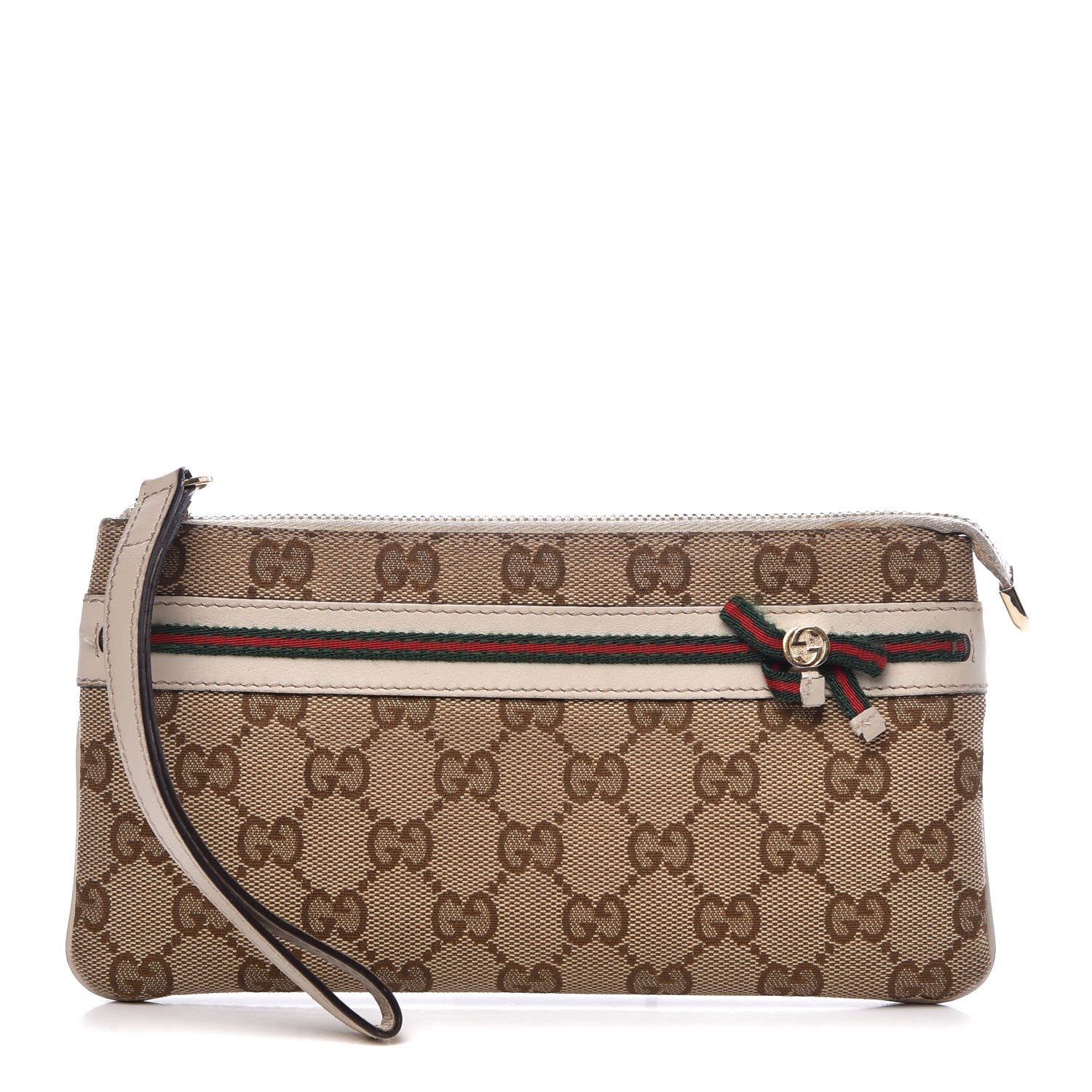 Gucci Monogram Mayfair Wristlet Off White 1 of 13