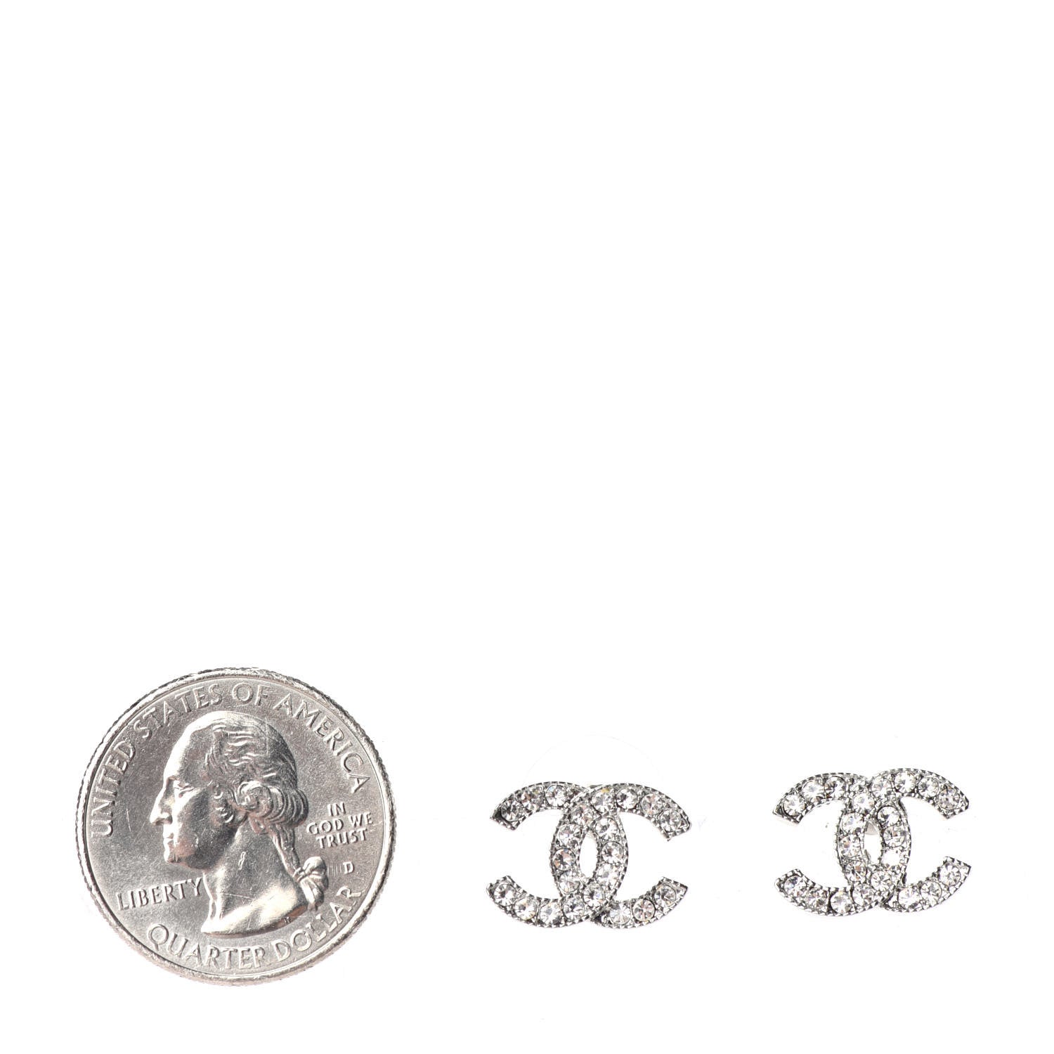 Chanel Crystal CC Earrings Silver 2 of 4