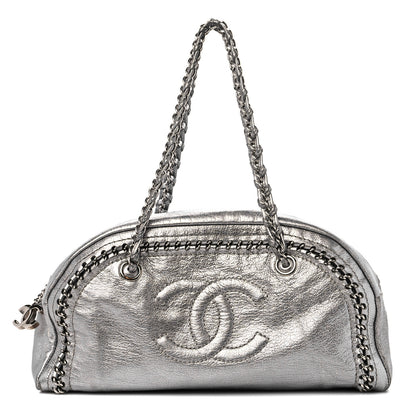 Chanel Metallic Goatskin Medium Luxe Ligne Bowler Silver 1 of 12