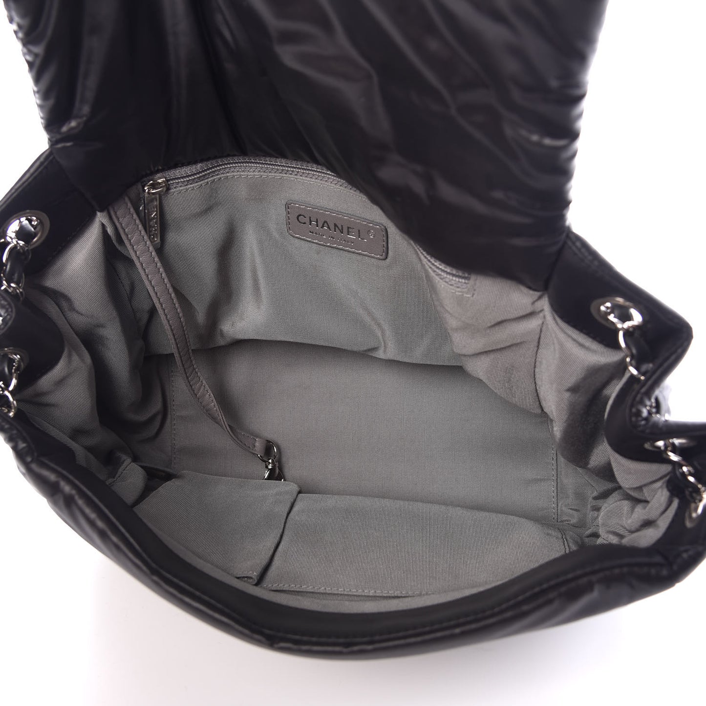 Nylon Quilted Tweed Stitch Bubble Flap Black