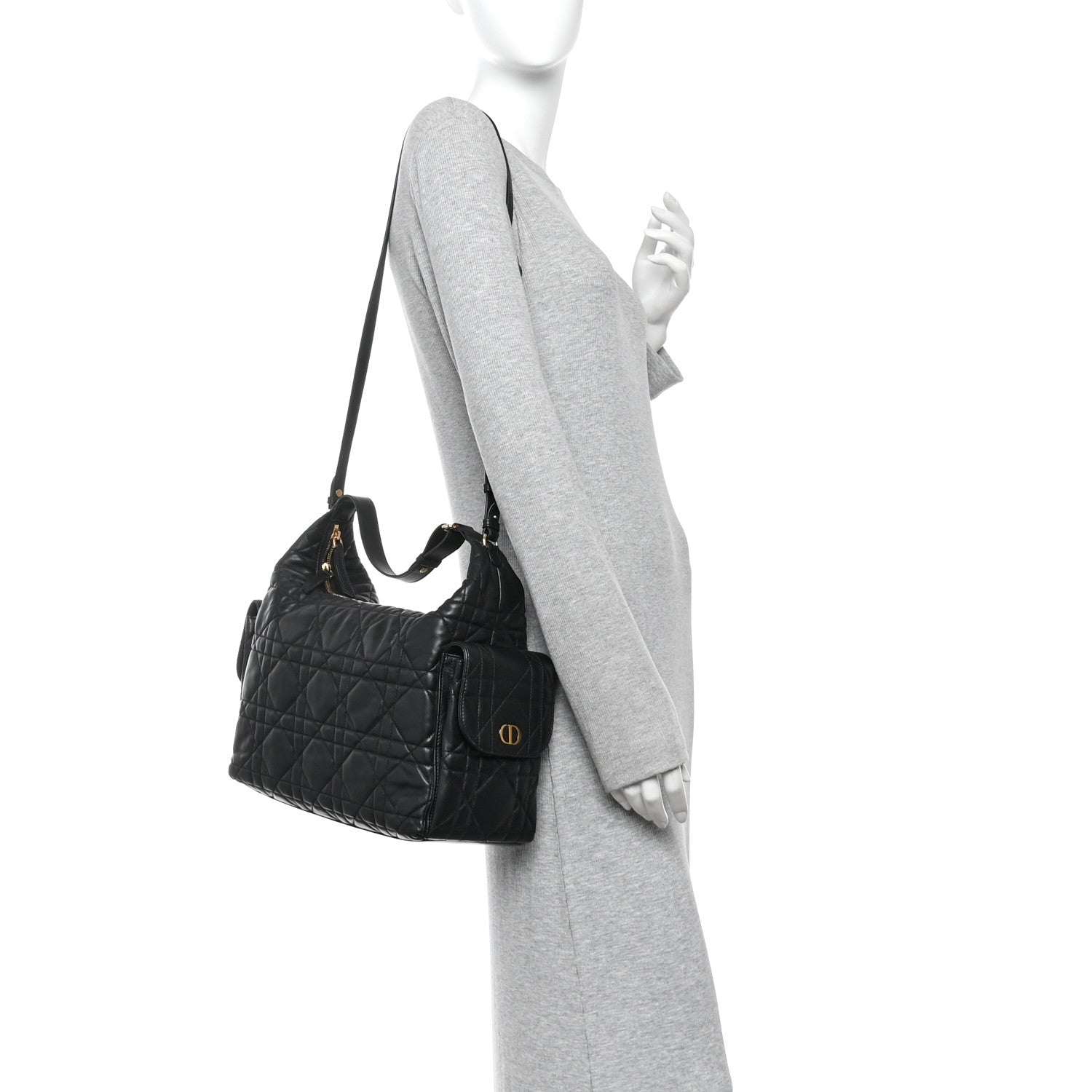 Christian Dior Lambskin Macrocannage Large D-Dream Bag Black 2 of 11