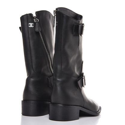 Chanel Calfskin Asymmetrical Mid Calf Boots 36.5 Black 4 of 10