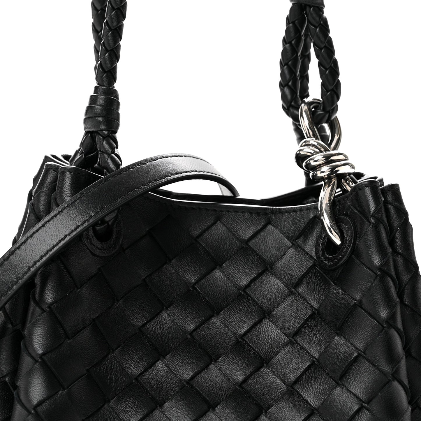 Nappa Intrecciato Small Parachute Shoulder Bag Black