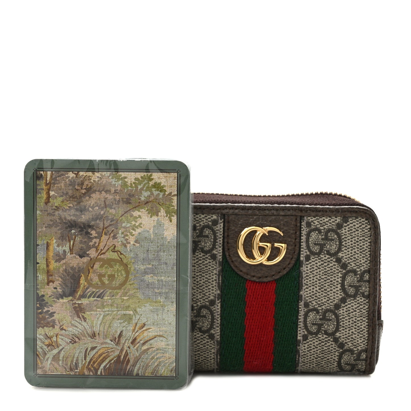 GG Supreme Monogram Web Ophidia Playing Card Case Beige New Acero