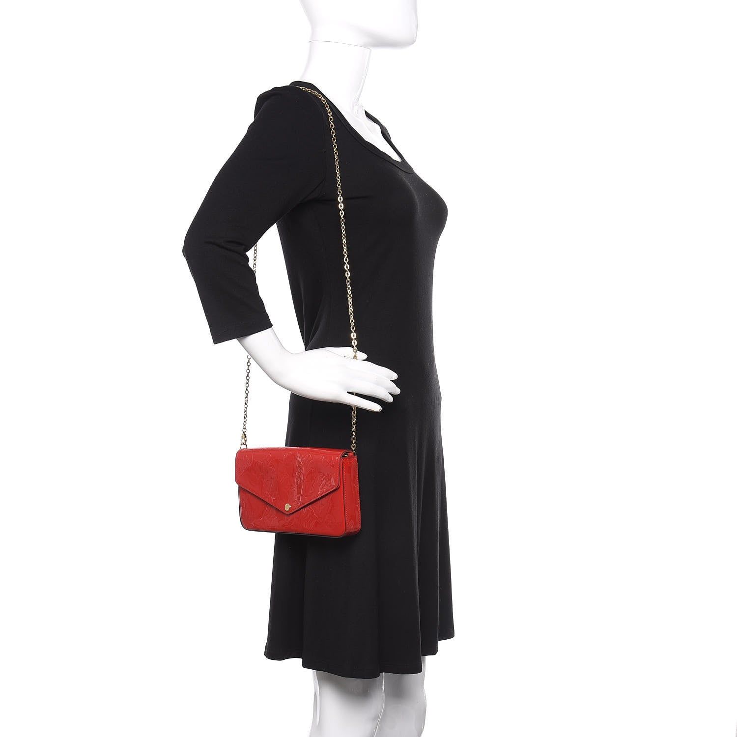 Louis Vuitton Vernis Felicie Pochette Chain Wallet Cherry 2 of 12