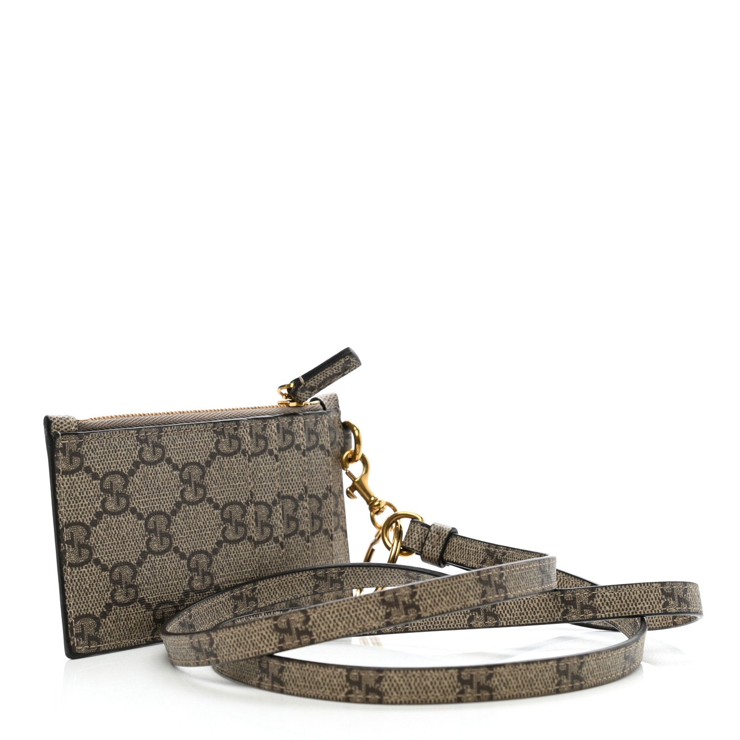 Gucci X BALENCIAGA GG Supreme Monogram Logo Card Case With Strap Beige Ebony 3 of 7