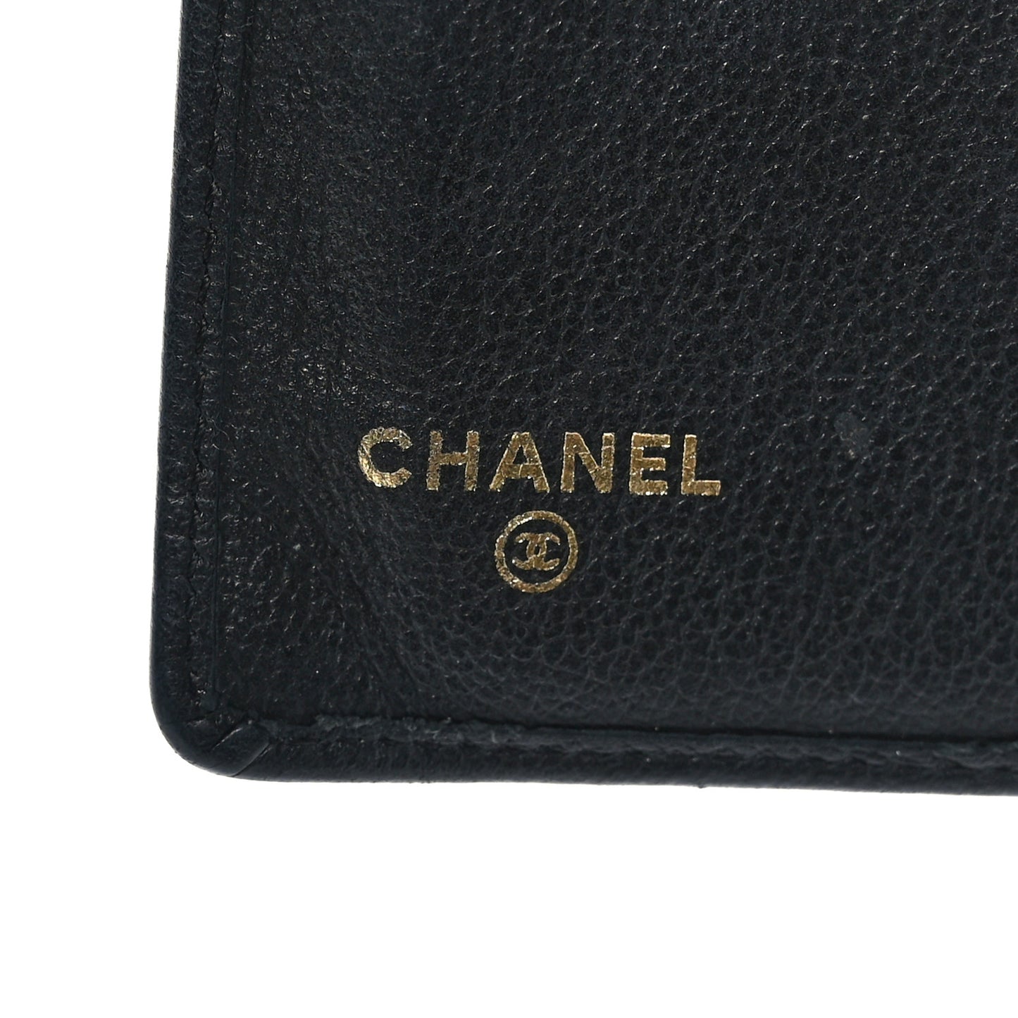 Goatskin Camellia Embossed Yen Wallet Black