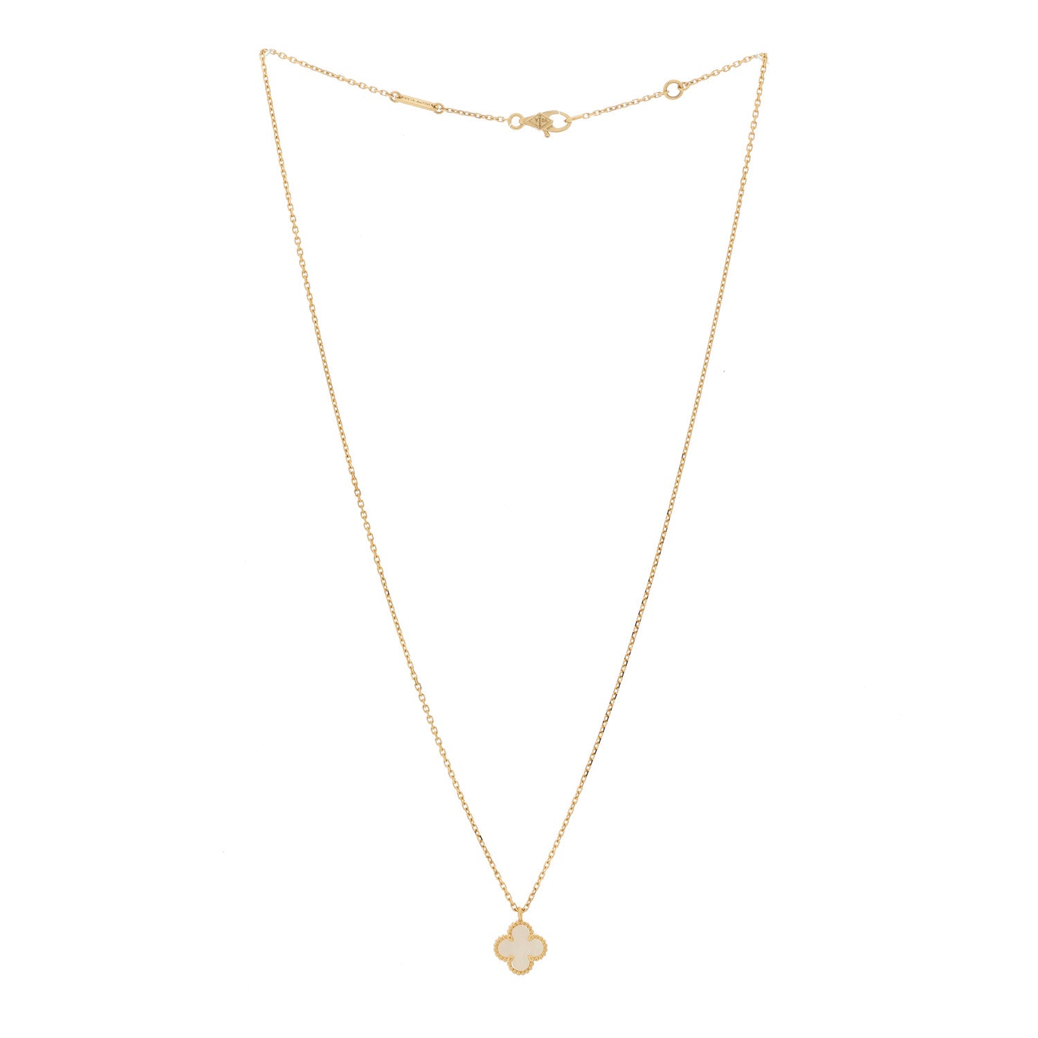 Van Cleef & Arpels 18K Yellow Gold Mother of Pearl Sweet Alhambra Pendant Necklace 3 of 6