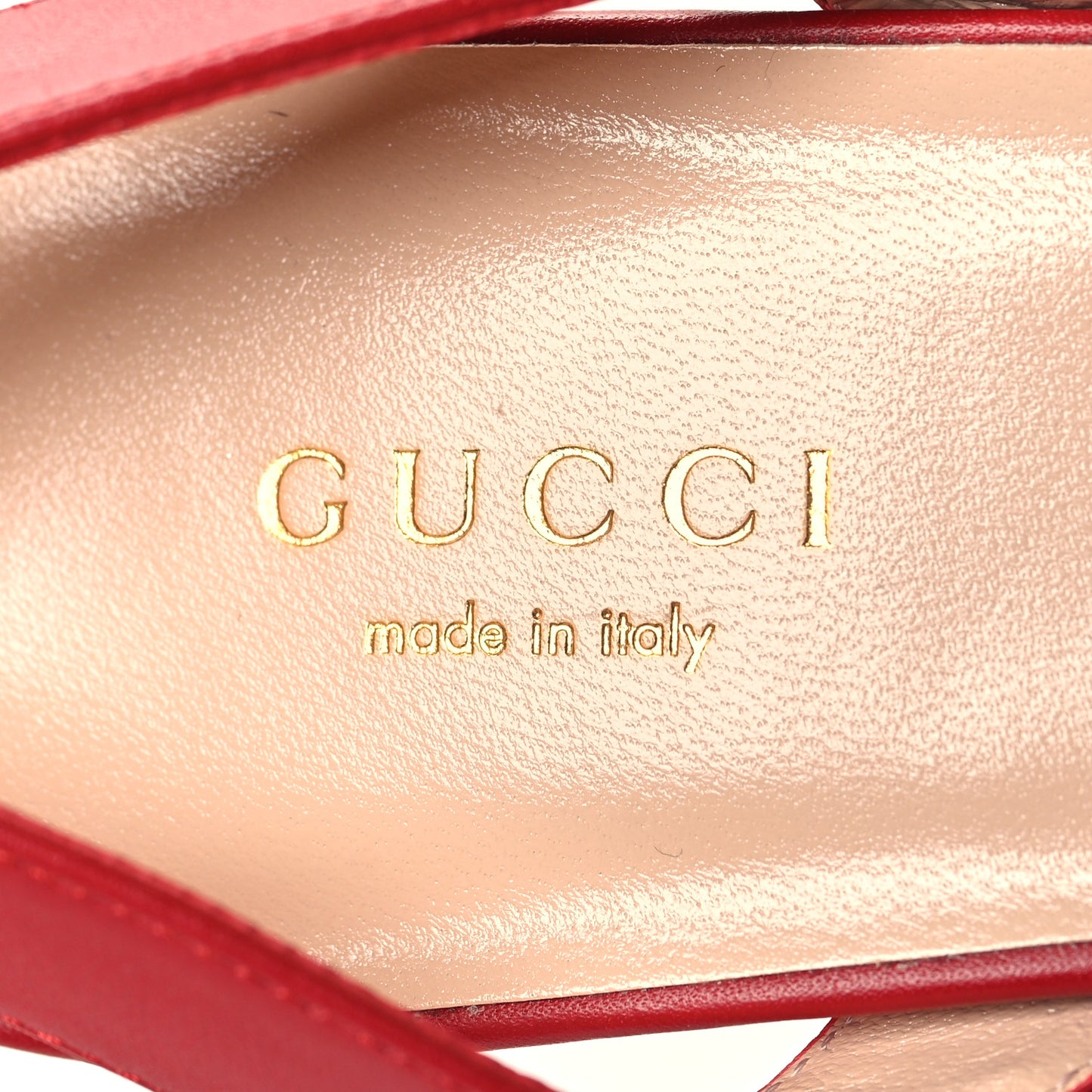 Calfskin GG Marmont Ankle Wrap 30/90mm Platform Sandals 36.5 Hibiscus Red