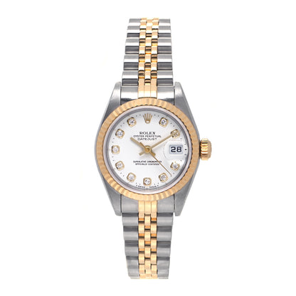 Rolex Stainless Steel 18K Yellow Gold Diamond 26mm Oyster Perpetual Datejust Watch White 79173 1 of 8
