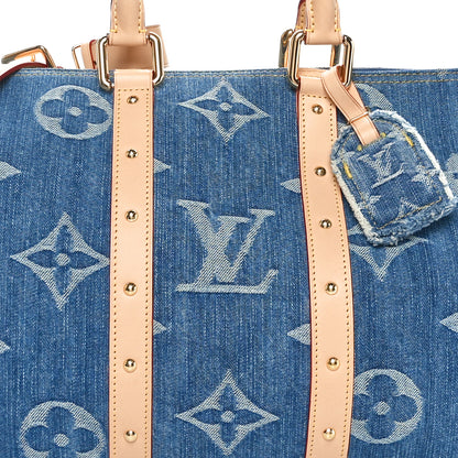 Louis Vuitton Denim Monogram New LV Remix Keepall Bandouliere 45 Blue 7 of 9