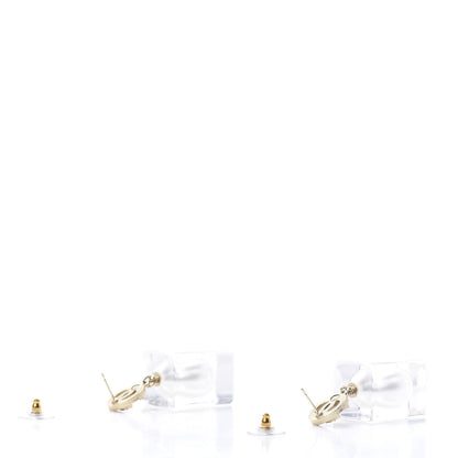 Chanel Crystal Lucite Pearl CC Drop Earrings Gold 3 of 5