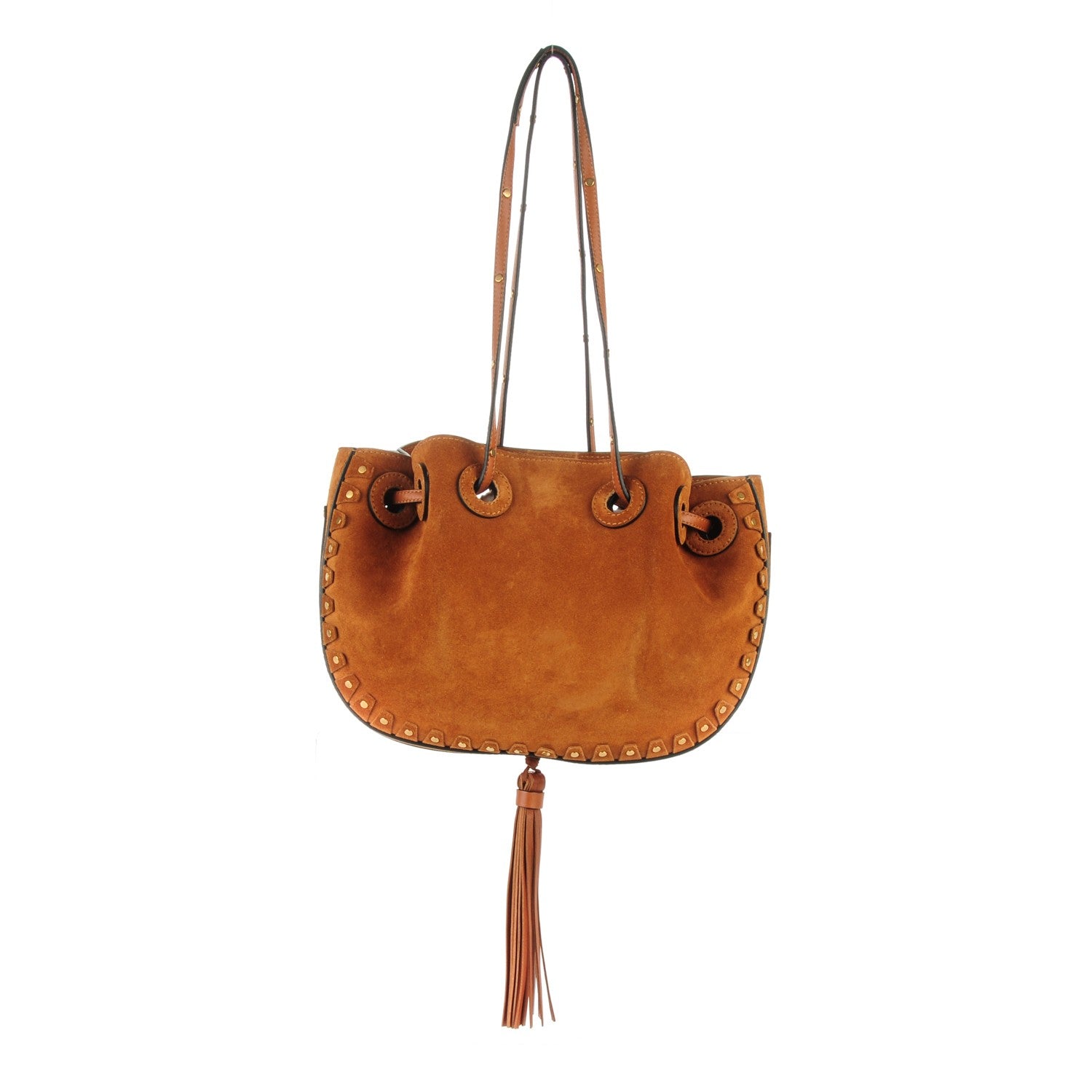 Chloe Suede Studded Small Inez Drawstring Bag Caramel 1 of 8