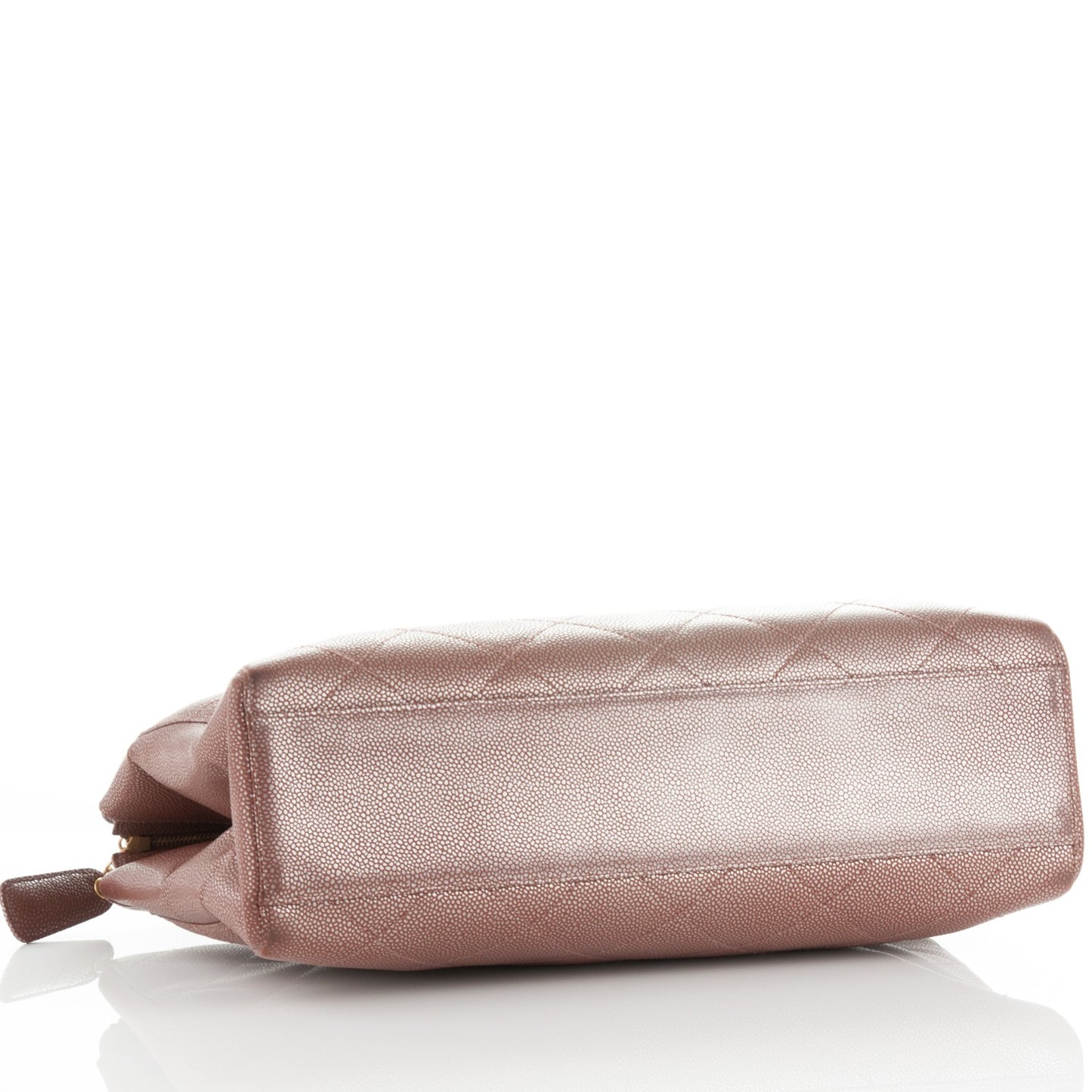 Metallic Caviar Quilted Shopping Tote Brown