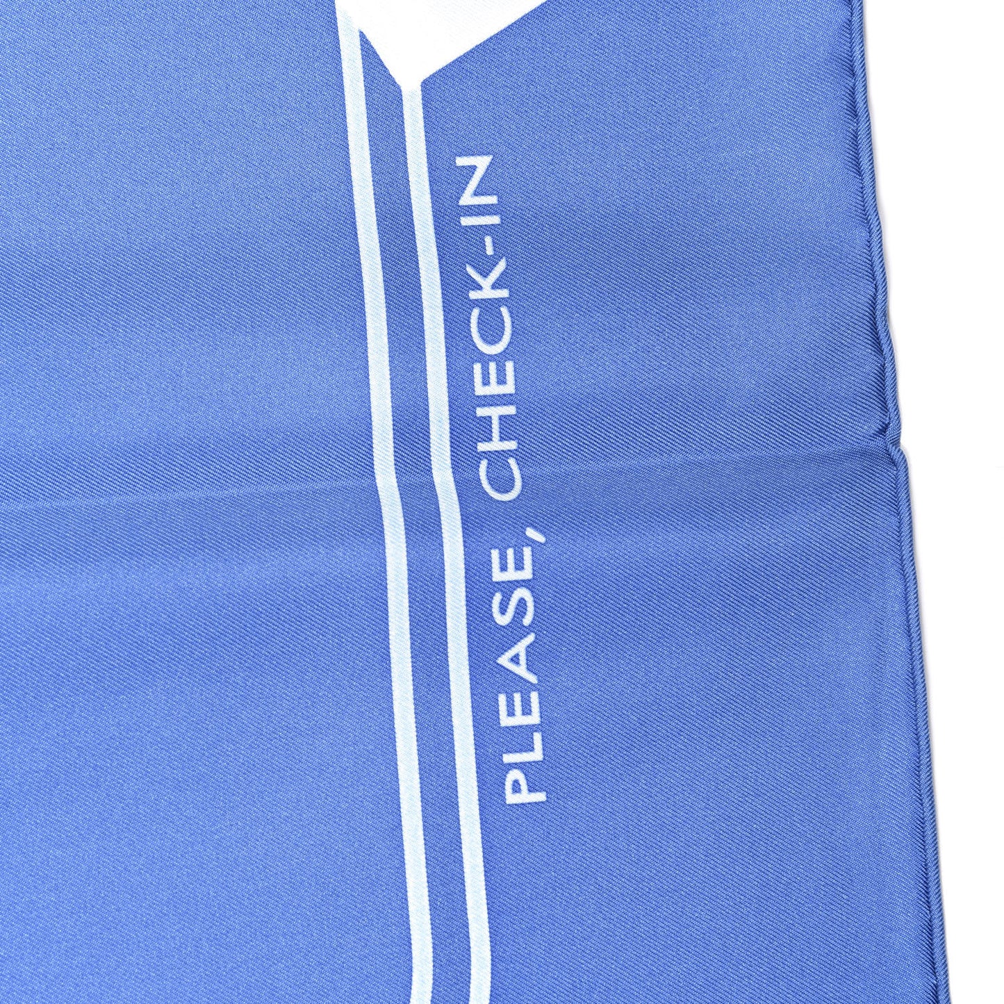 Silk Please Check In Scarf 90 Bleu Moyen Ciel White
