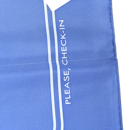Hermes Silk Please Check In Scarf 90 Bleu Moyen Ciel White 2 of 7
