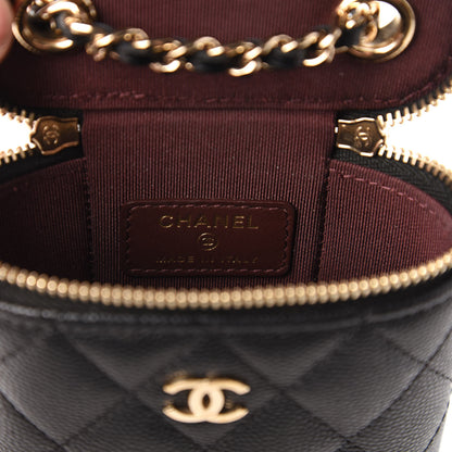Chanel Caviar Quilted Small Vertical Coco Beauty Vanity Case With Chain Black 8 of 10