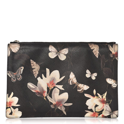 Givenchy Textured Coated Canvas Magnolia and Moth Print Large Zip Pouch Black 1 of 10