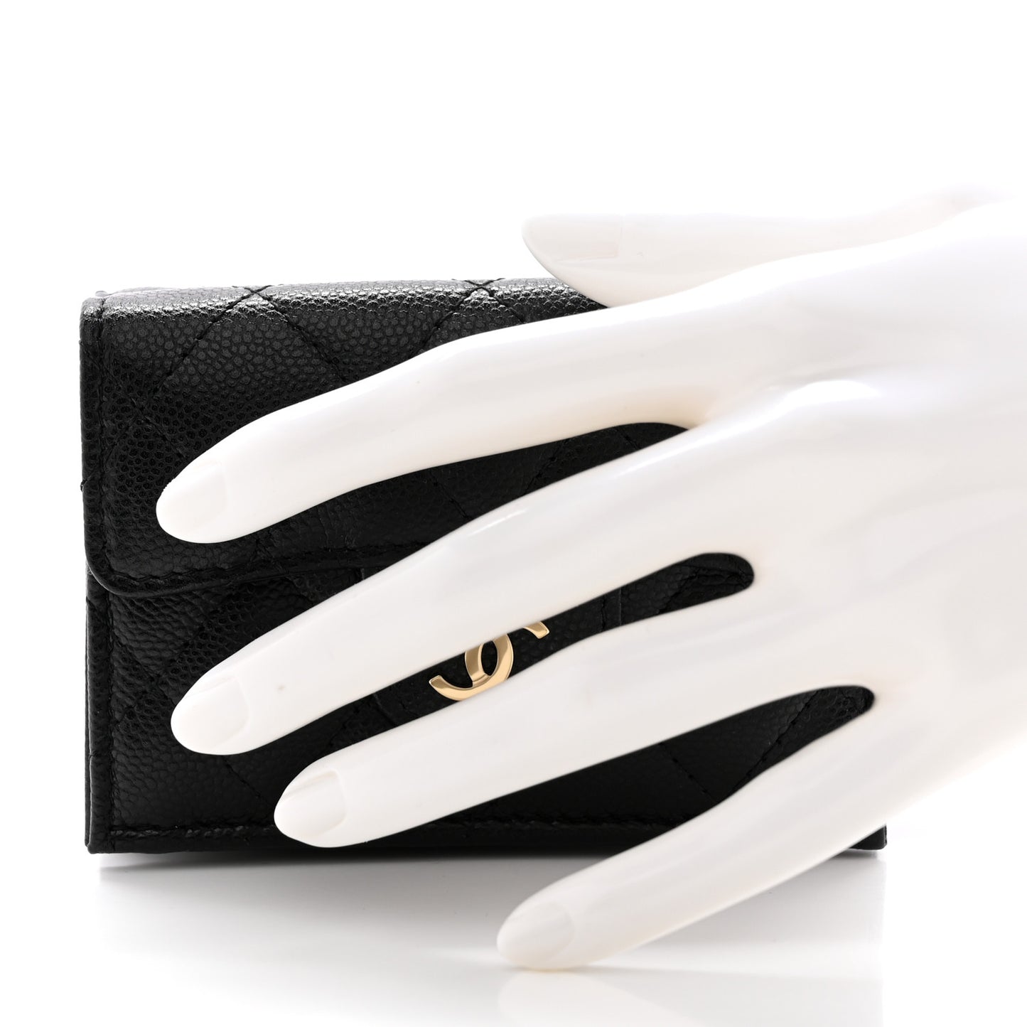 Caviar Quilted Double Flap Wallet Black