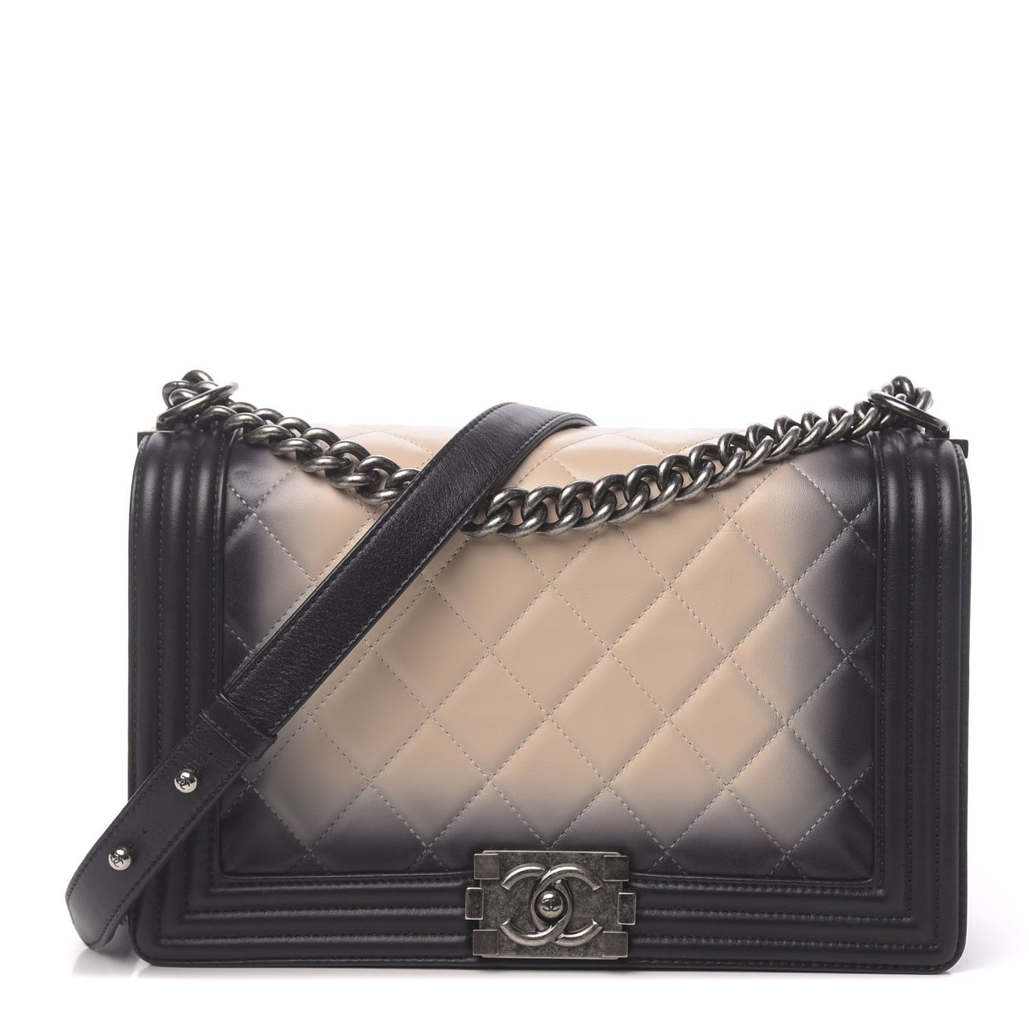 Calfskin Ombre Quilted New Medium Boy Flap Black Beige