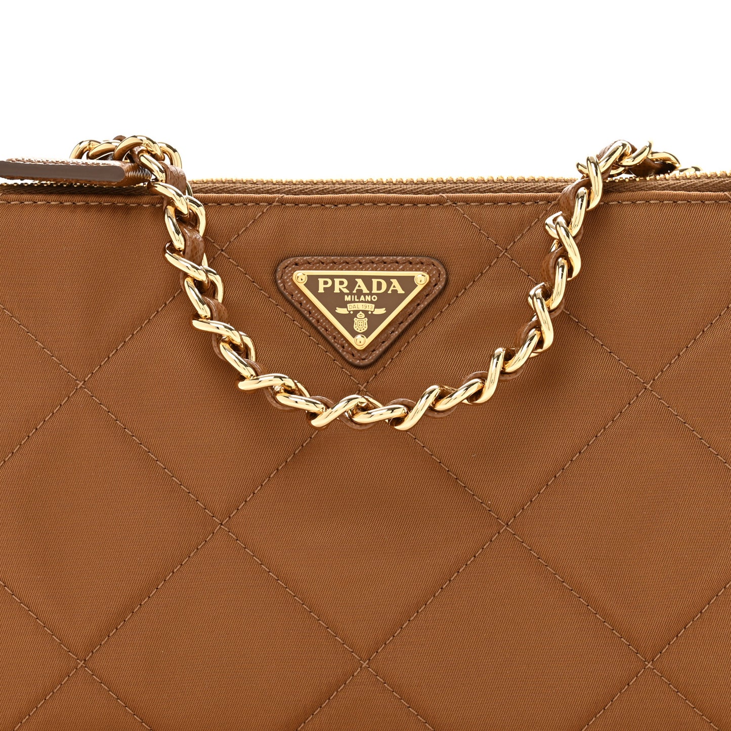 Re-Nylon Tessuto Impuntu Quilted Re-Edition 1995 Chaine Pouch Brandy