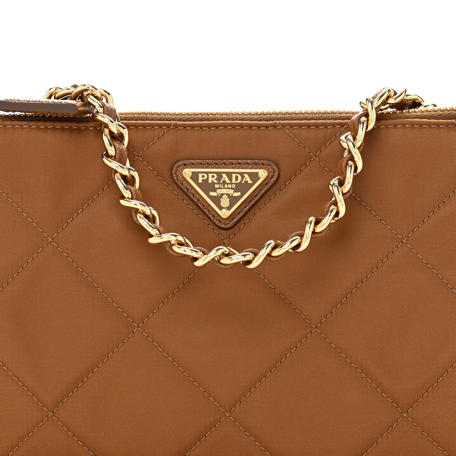 Prada Re-Nylon Tessuto Impuntu Quilted Re-Edition 1995 Chaine Pouch Brandy 9 of 12