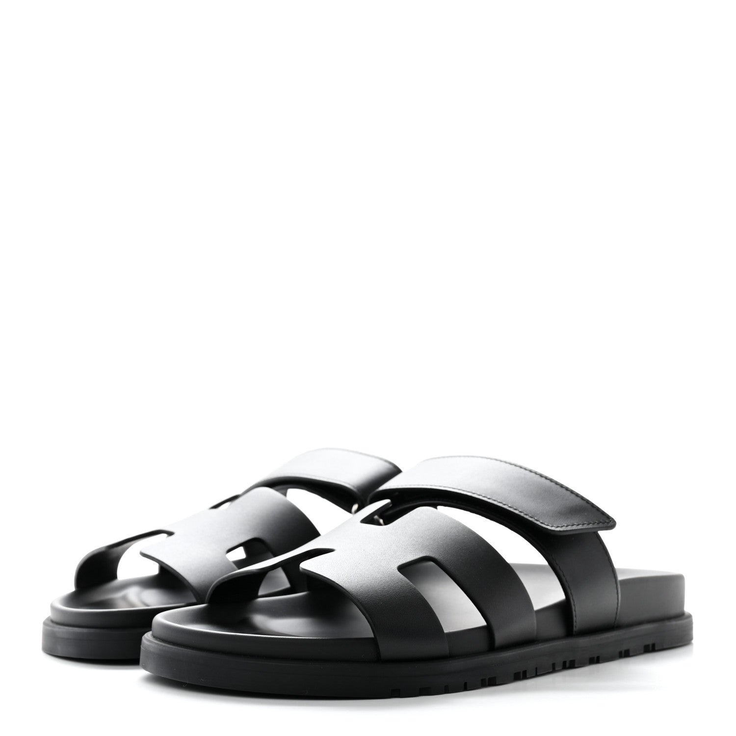Hermes Calfskin Womens Chypre Sandals 39 Black 3 of 12