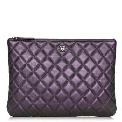 Chanel Metallic Lambskin Quilted Medium Cosmetic Case Purple 1 of 8