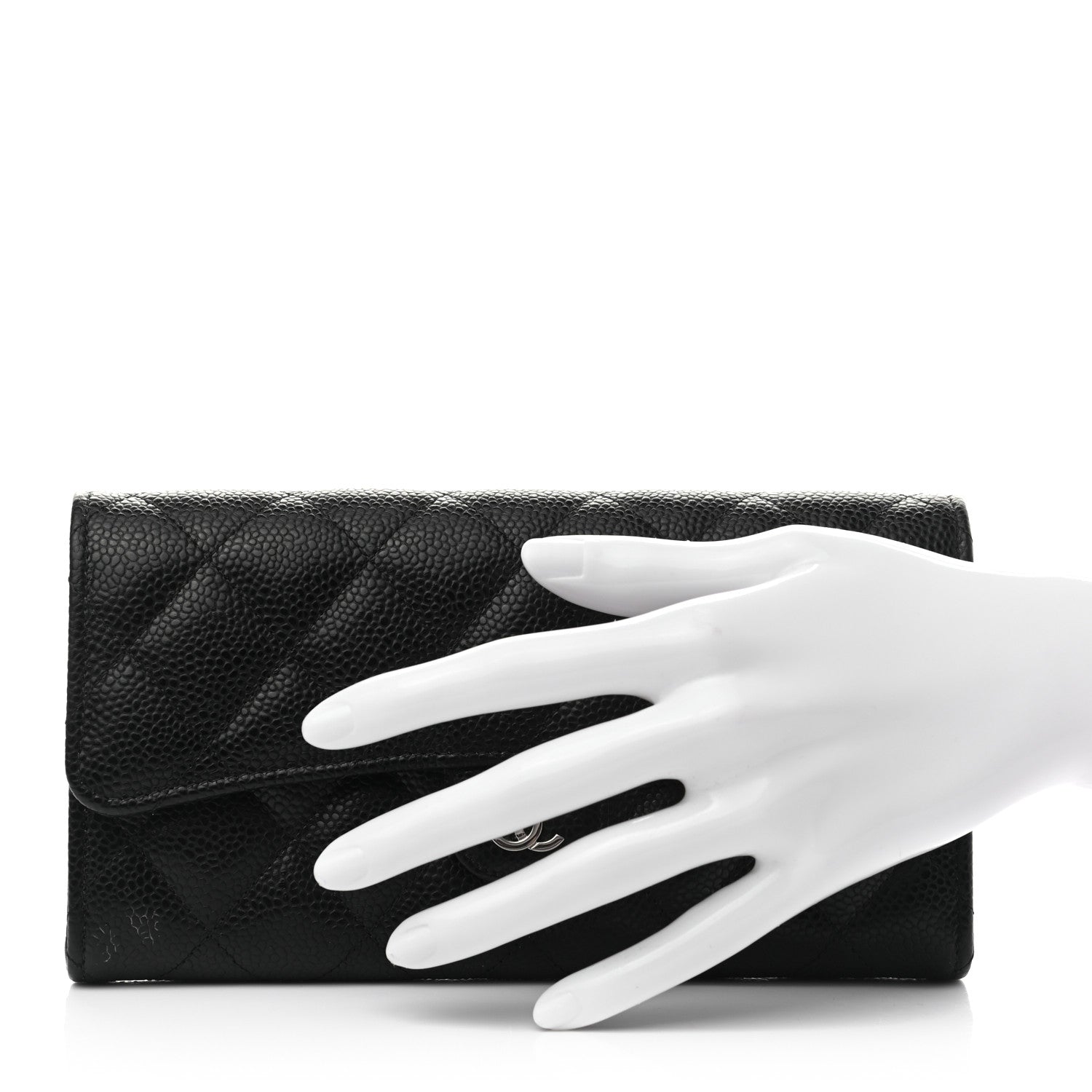 Chanel Caviar Quilted Large Gusset Flap Wallet Black 2 of 8
