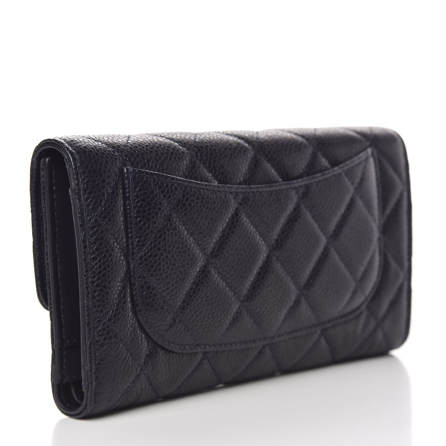 Caviar Quilted Large Flap Wallet Marine