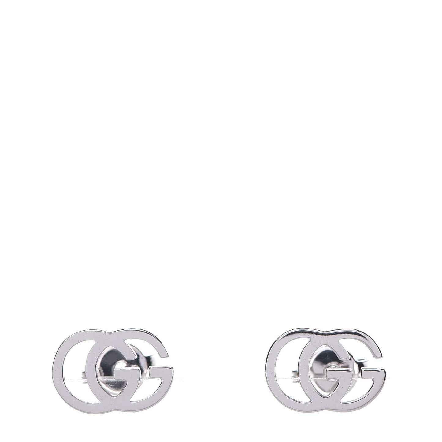 18K White Gold GG Tissue Stud Earrings