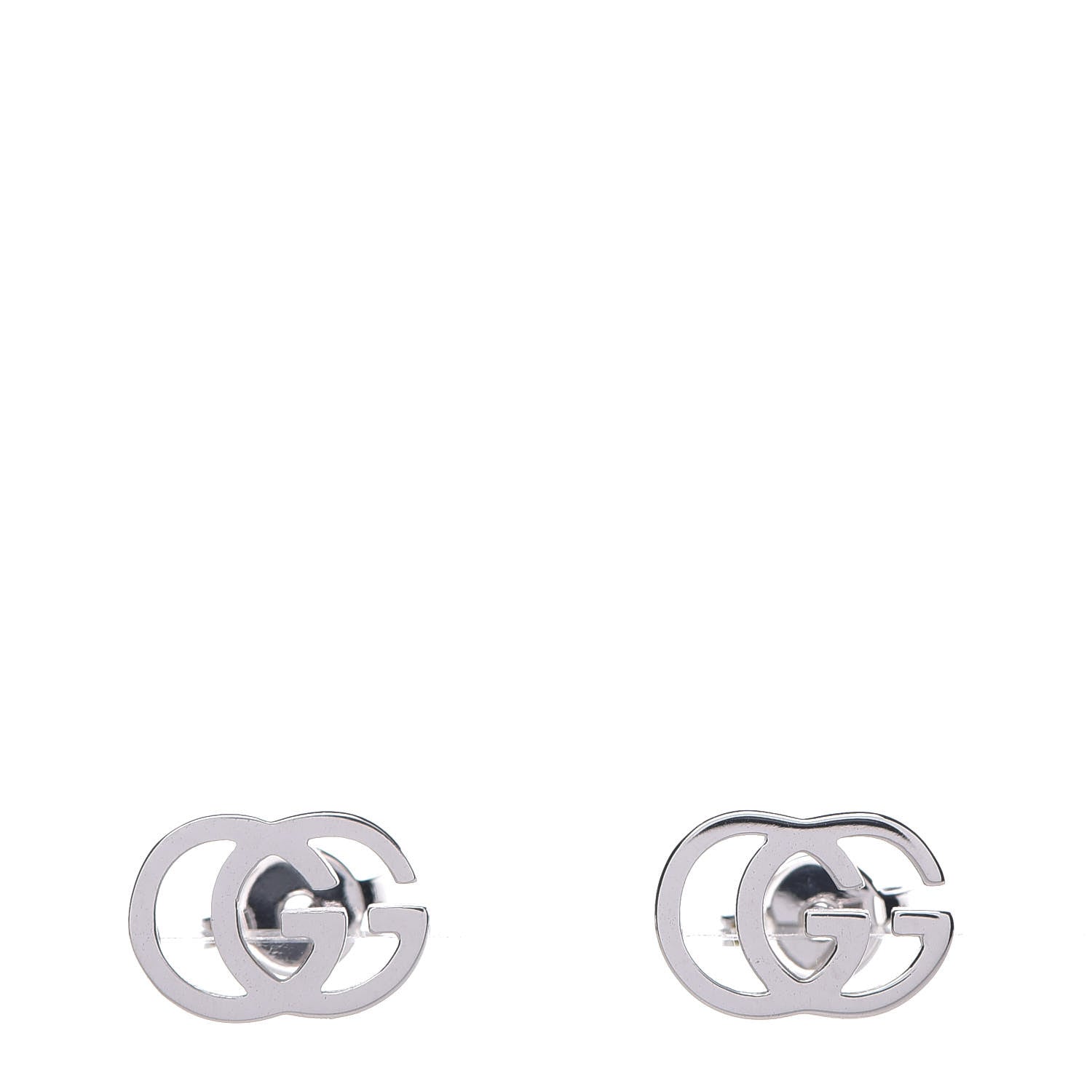 Gucci 18K White Gold GG Tissue Stud Earrings 1 of 6