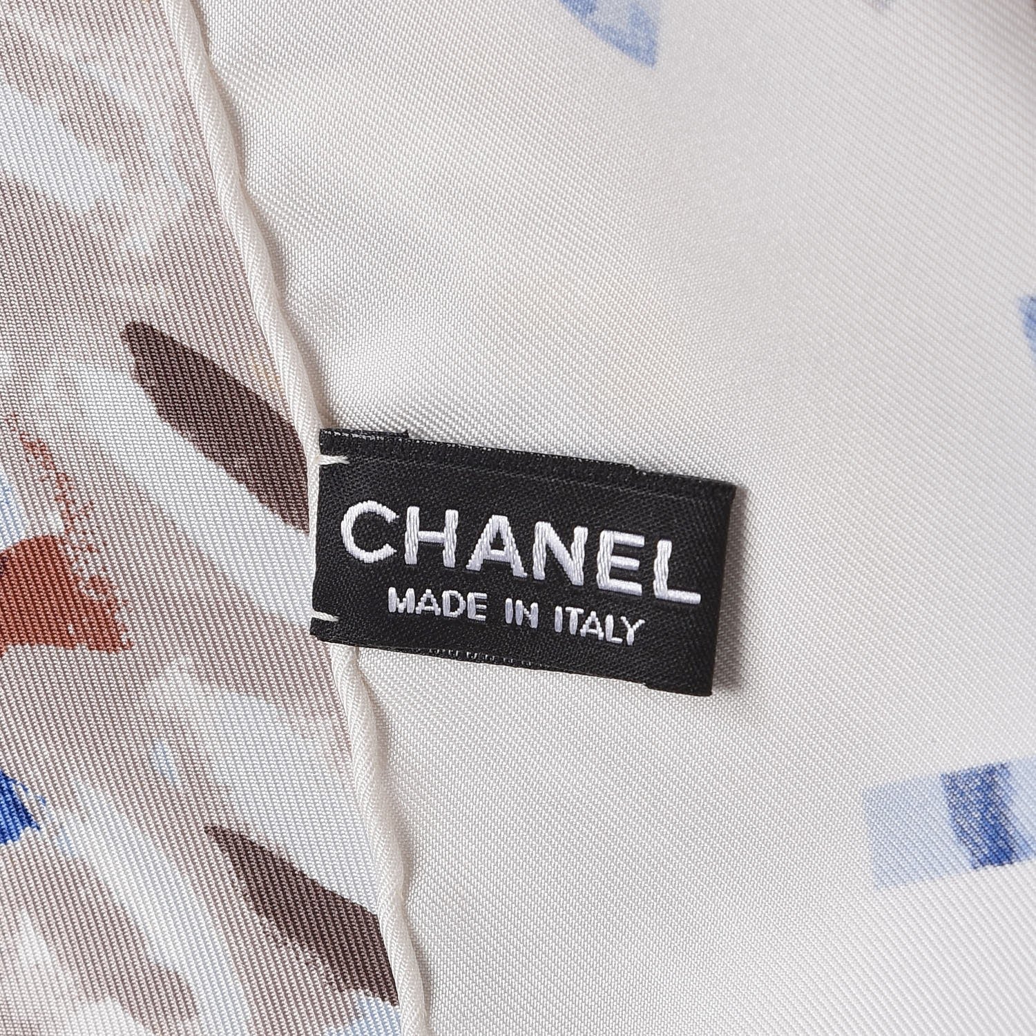 Chanel Silk Square Scarf Ivory Havana Beige 4 of 5