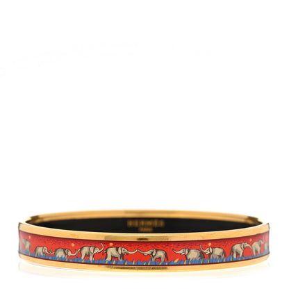 Hermes Enamel Printed Elephants Grazing Narrow Bracelet 1 of 6