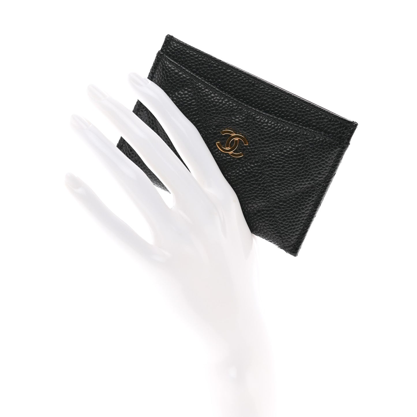 Caviar Quilted Card Holder Black