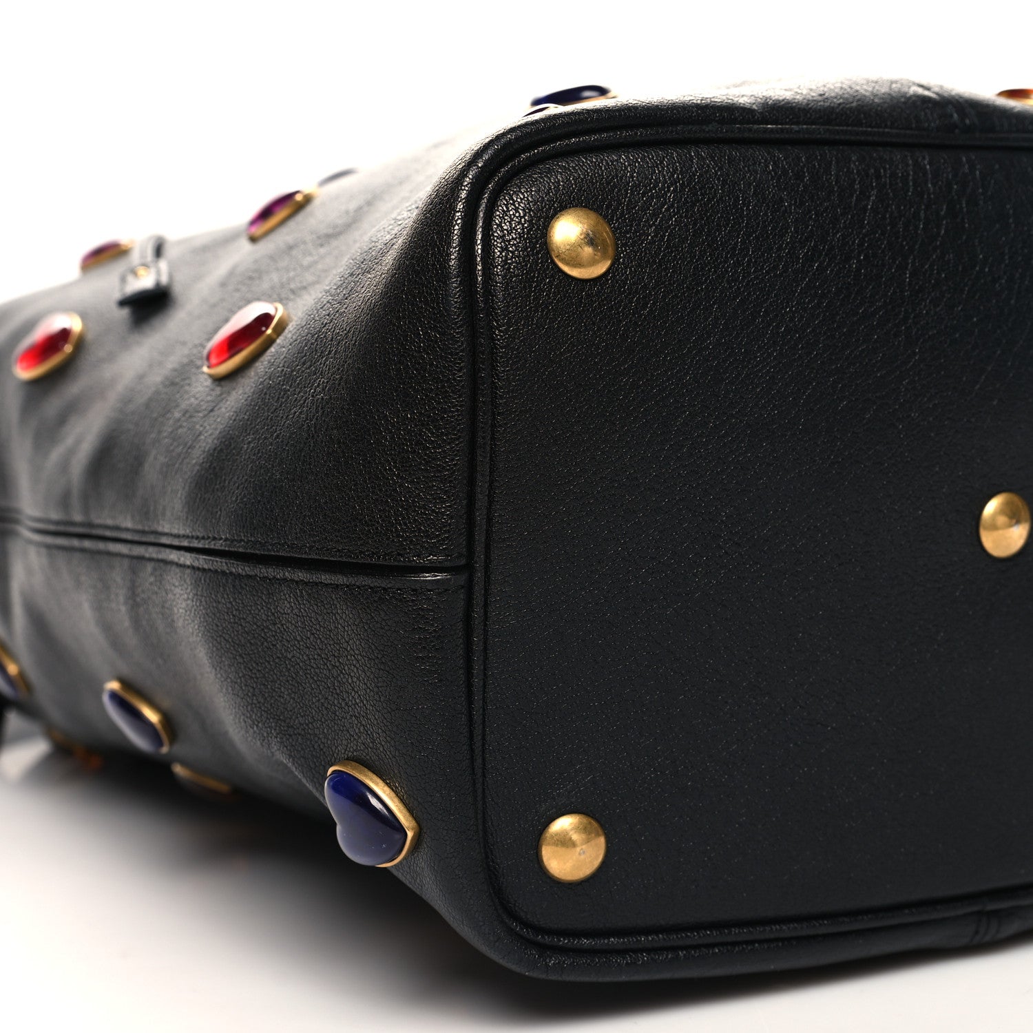 Saint Laurent Lambskin Medium Heart Studded Riva Drawstring Bag Black 9 of 11