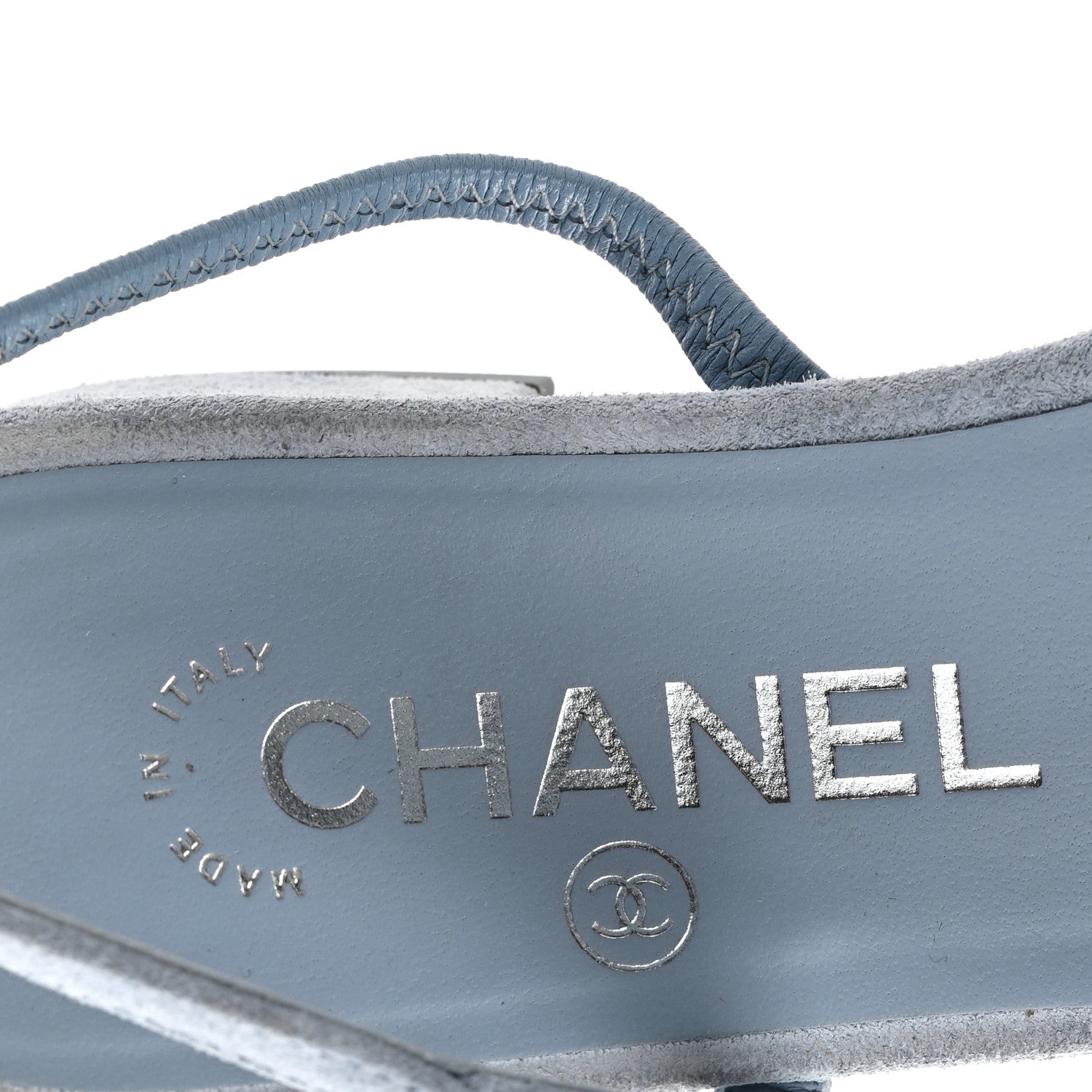 Chanel Suede Cap Toe CC Coco Slingback Pumps 37.5 Light Blue Dark Blue 8 of 10