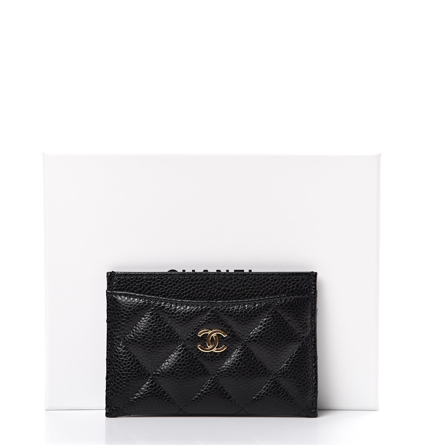 Caviar Quilted Card Holder Black
