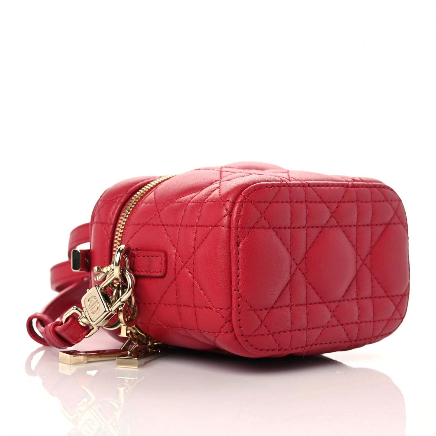 Lambskin Cannage Micro Vanity Case Poppy Red