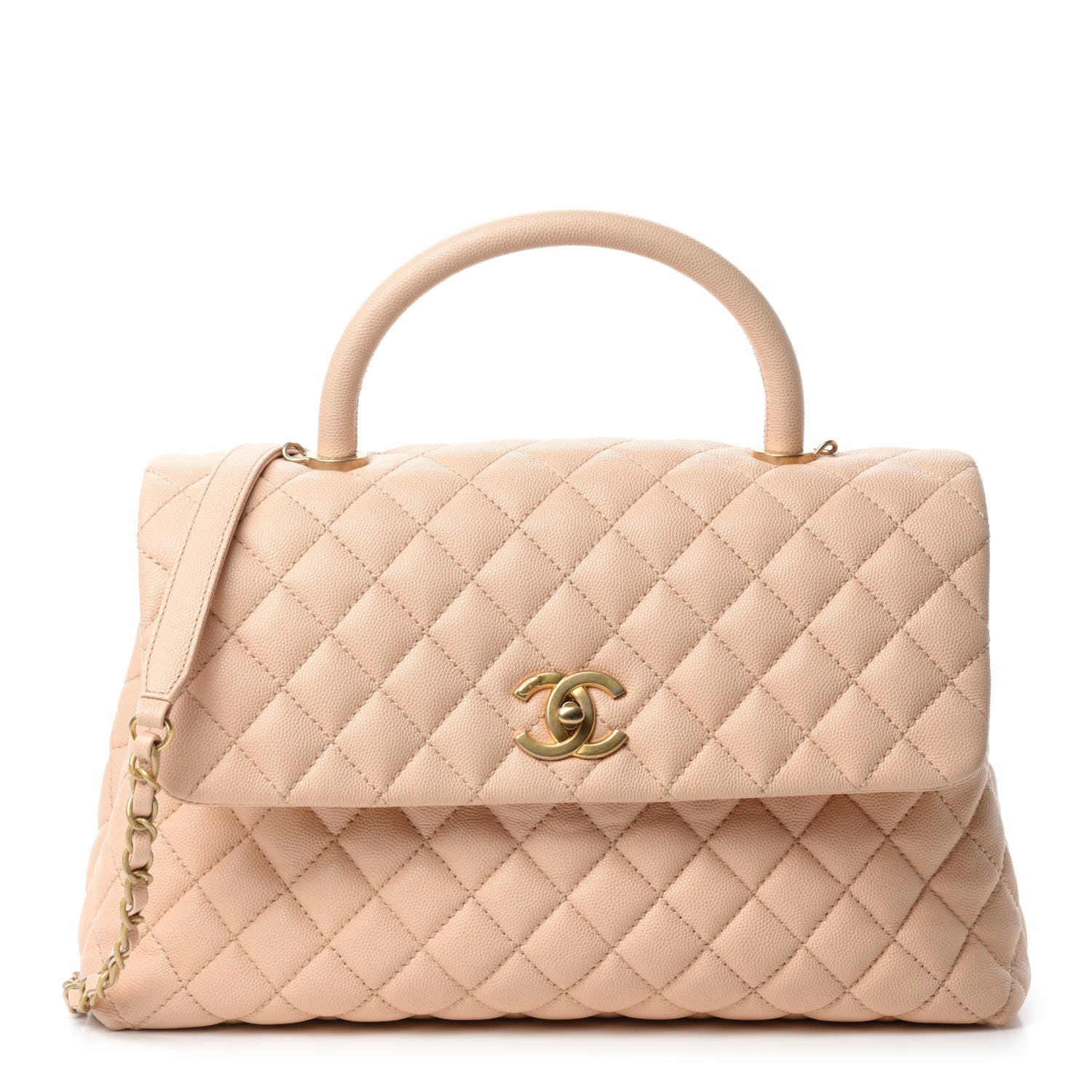 Chanel Caviar Quilted Medium Coco Handle Flap Light Beige 1 of 11