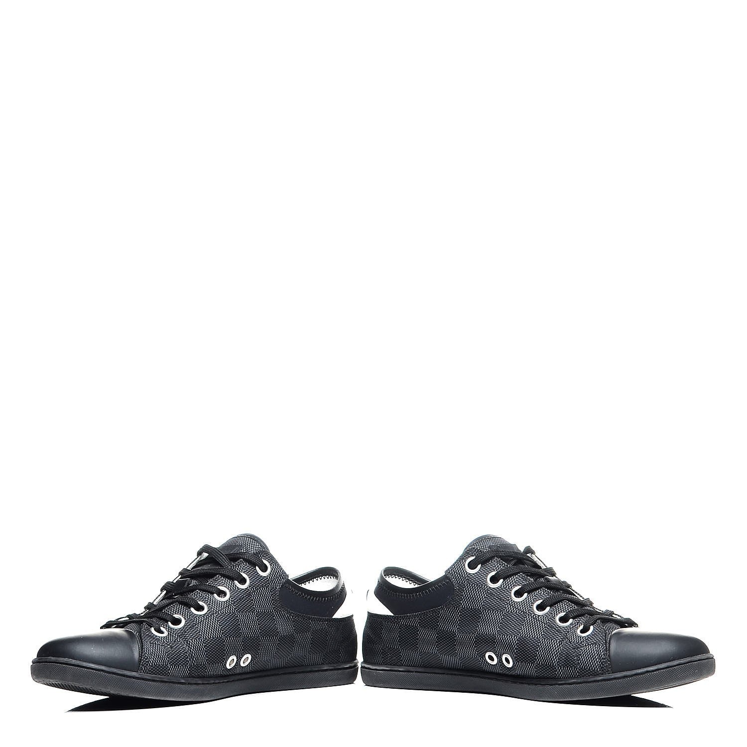Louis Vuitton Lambskin Damier Graphite Baseball Sneakers 6 Black 6 of 8