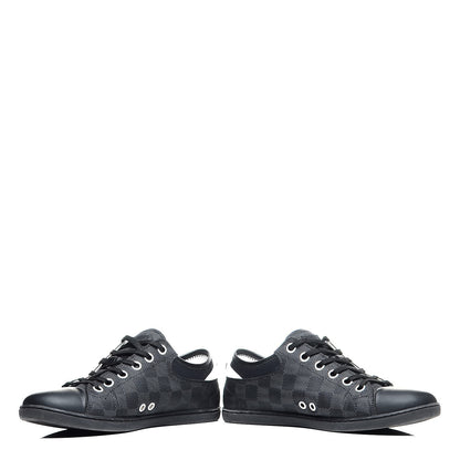 Louis Vuitton Lambskin Damier Graphite Baseball Sneakers 6 Black 6 of 8